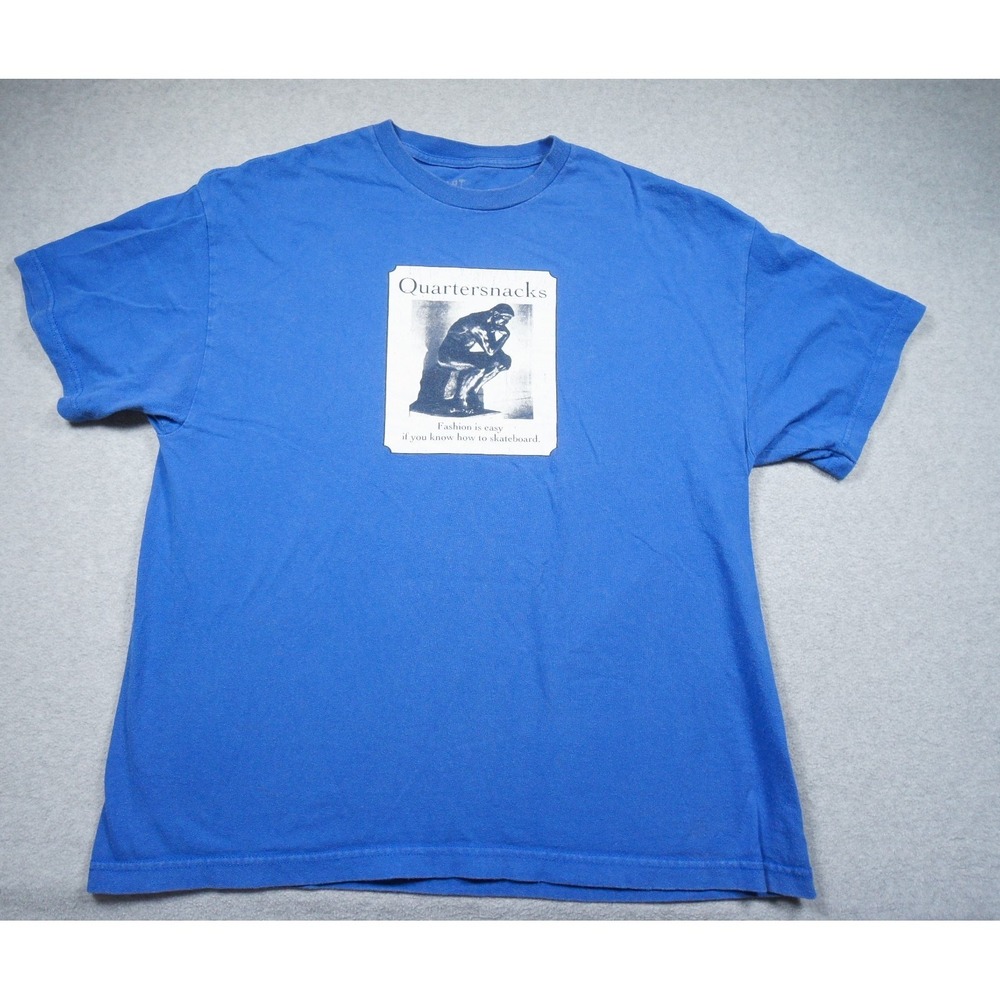 Quartersnacks Shirt Mens XL Blue Thinker Graphic Skateboard Skate Streetwear